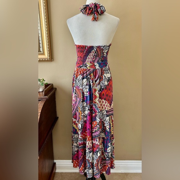 Anthropologie Maeve Cynthia Halter Maxi Dress Colorful Tribal Size S Small - Picture 10 of 15